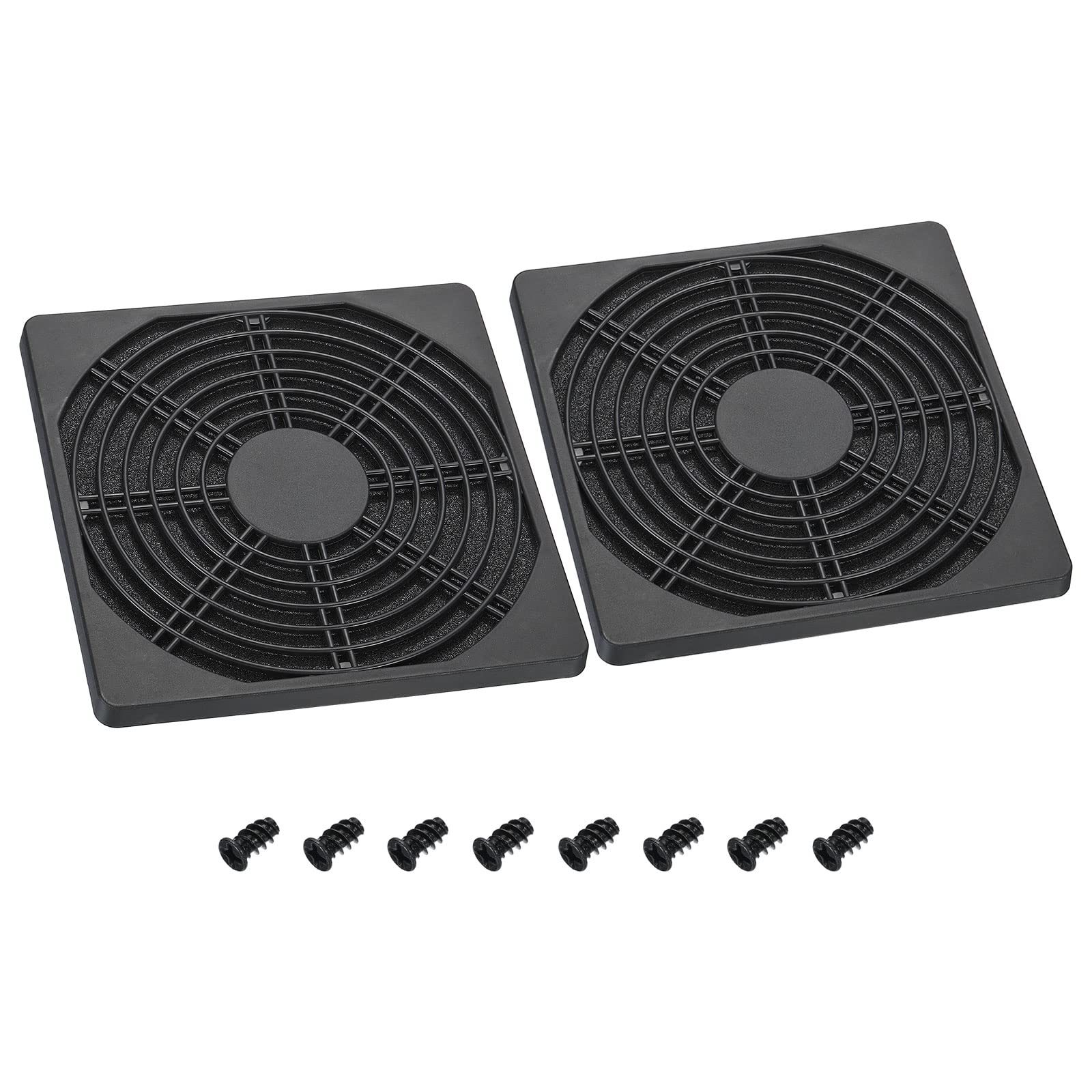 PATIKIL 150mm Cooling Fan Filter with Screw, 2 Pack ABS Ventilator Grill Protector Guard for Fan Protective Cover DIY, Black