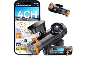 Vantrue N5S 4 Channel 360 Degree WiFi Dash Cam, STARVIS 2, IR Night Vision, 2.7K+1080P*2+1440P Front Rear Inside Dashcam, Voice Control, GPS, 24 Hours Parking Mode, IR Night Vision, Support 1TB Max