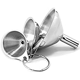 Anaeat Stainless Steel Mini Kitchen Funnel Set, 3 Pack Durable Metal Filling Funnels for Transferring Liquid, Dry ingredients