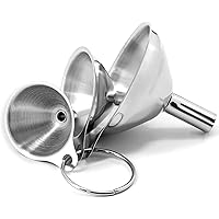 ANAEAT Stainless Steel Mini Kitchen Funnel Set, 3 Pack Durable Metal Filling Funnels for Transferring Liquid, Dry ingredients