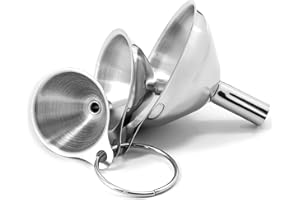 Anaeat Stainless Steel Mini Kitchen Funnel Set, 3 Pack Durable Metal Filling Funnels for Transferring Liquid, Dry ingredients