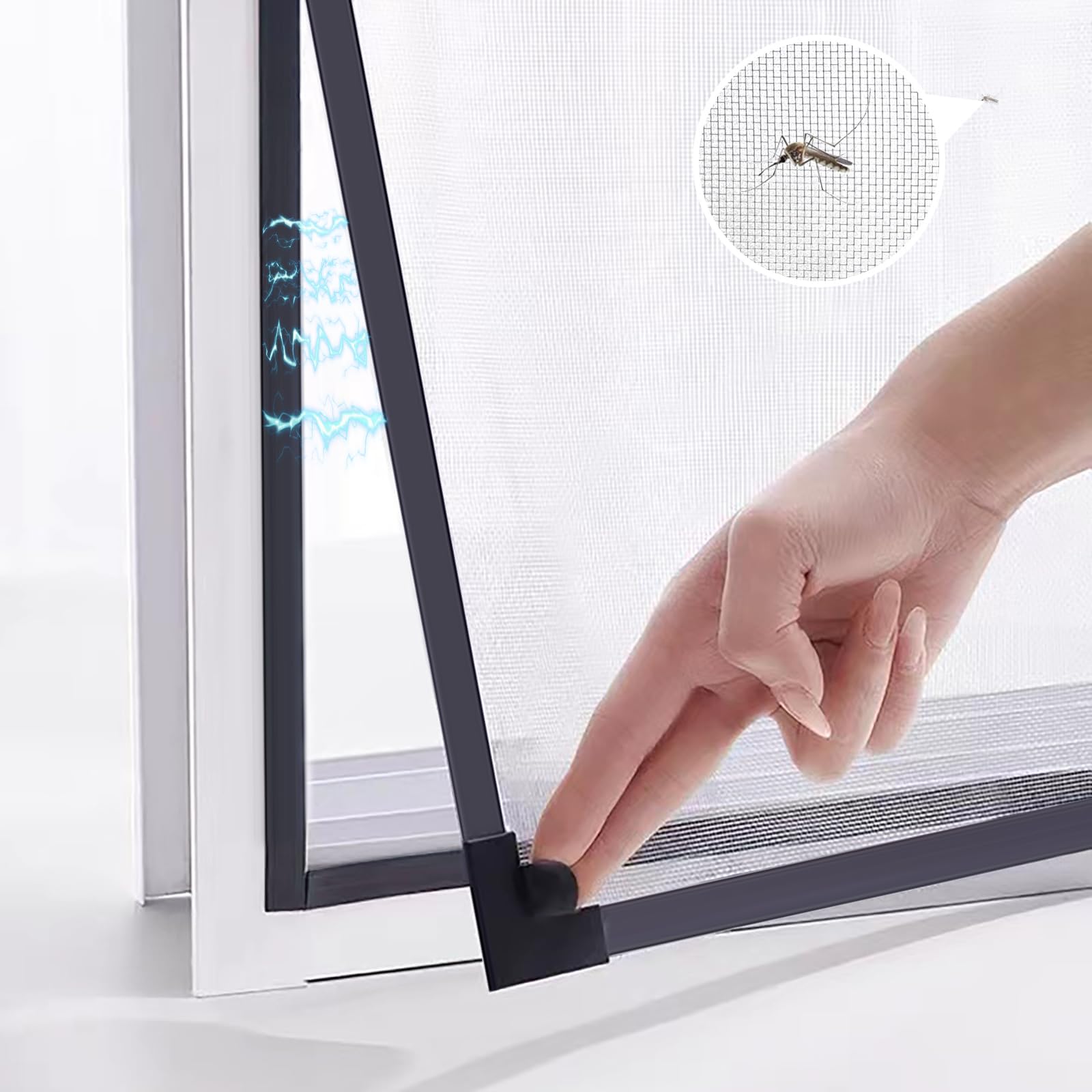 Photo 1 of Magnetic Window Screen - DIY Window Screen Window Screens for House Windows Anti Mosquito Mesh Magnetic Screen Window Adjustable Net Fiberglass Fine Screen with Grey Mesh (24''x32'')