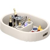 Devoko Pool Floating Tray PP Waterproof Swimming Pool Drink Holders | Large Oval Portable Serving Tray with Handles,Heavy Duty 50lbs for Swimming Pool Spa Hot Tub Party Accessories