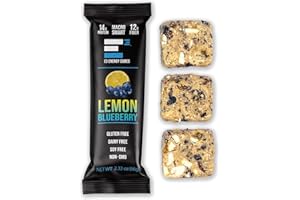 E3 Energy Cubes- Lemon Blueberry Refrigerated Protein Bars | Gluten Free, Dairy Free, Soy Free, Non-GMO, Macro Smart, Prebiotic Fiber, Prebiotic Fiber | High-Protein, Healthy Snack Bars | Made in USA Pack of 12