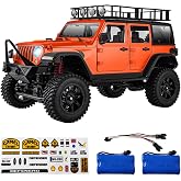 Skymaker MN128 RC Crawler 1/12 Rock Crawler with Two Batteries | 2.4GHz Full Proportional Off-Road Vehicles with 390 Motor LED Lights Sticker