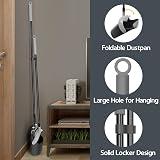 JEHONN Long Handled Dustpan and Brush Set 138 cm Swivel Broom Black Gray view 6