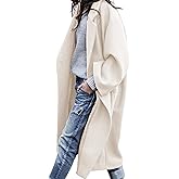 UANEO Women's Wool Blend Coat Oversized Double Breasted Long Trench Overcoat Winter