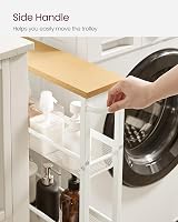 VASAGLE 4-Tier Kitchen Cart Oak White 13 cm Deep Trolley with Castors view 9