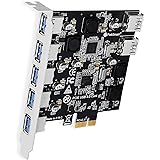 FebSmart 7-Ports USB 3.0 Superspeed 5Gbps PCI Express (PCIe) Expansion Card for Windows Server, XP, Vista, 7, 8.x, 10 PCs-Bui