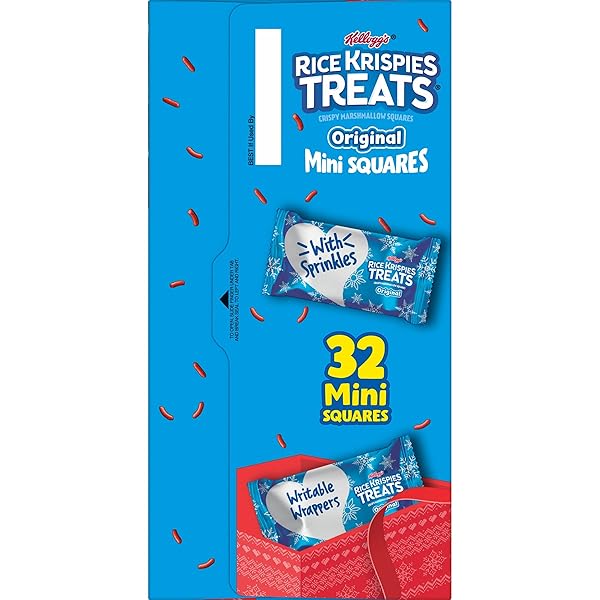 RICE KRISPIES TREATS MINI MARSHMALLOW CEREAL BARS, HOLIDAY SNACKS, ORIGINAL WITH HOLIDAY SPRINKLES, 12.4OZ BOX (32 COUNT)