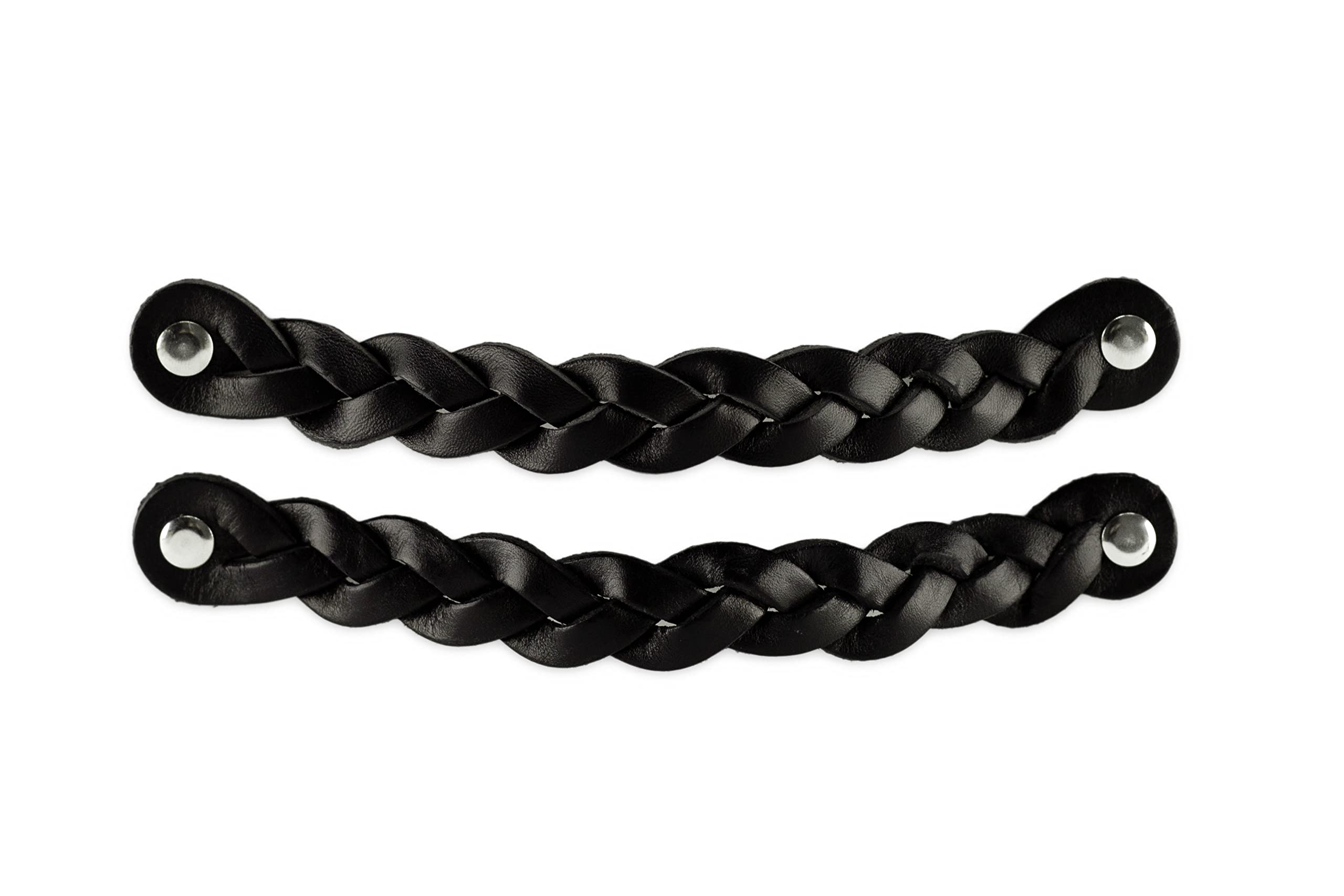 Brute Strength - Leather Handles for Furniture - Braided - Black - 2 pcs - 20 x 2,5 cm - Cabinet Handle, Door Handle for Kitchen, Bathroom, cabinets, Dresser, Wood