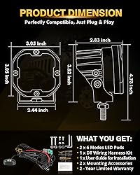 Auxbeam 6 Modes Amber White LED Pods XP-Ultra