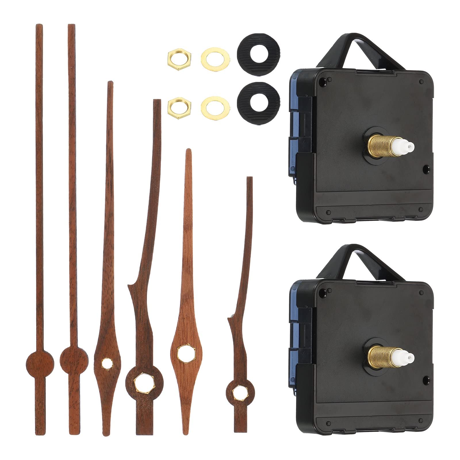 PATIKIL Clock Mechanism Replacement Kits, 1 Set DIY Clock Wooden Replacement 20mm/0.8" Movement Shaft Length with 4" Long Spade Hand for Wall Clock Brown
