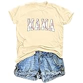 Baseball Shirt Women Mama Shirt Baseball Letter Printed Tees Funny Graphic Short Sleeve Mom Gift Tops