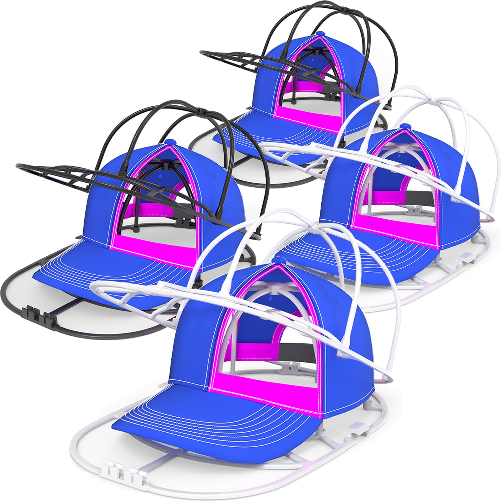 Photo 1 of YEENOR Hat Washer Cage for Washing Machine - Baseball Cap Cleaner Rack, Ball Cap Washing, Dishwasher Safe, Perfect for Cleaning and Protecting Hats in Dishwasher (White/Black 4 Pack (Assembly))