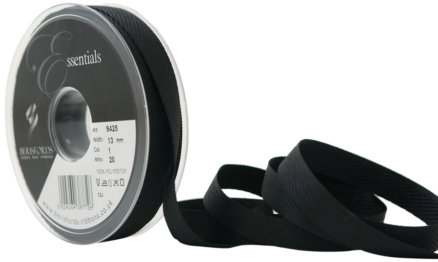 Berisfords 13 mm Kick Tape, Black