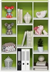 Furinno LUDER 11-Cube Bookshelf White Green 73.9W x 105.9H x 23.9D cm view 4