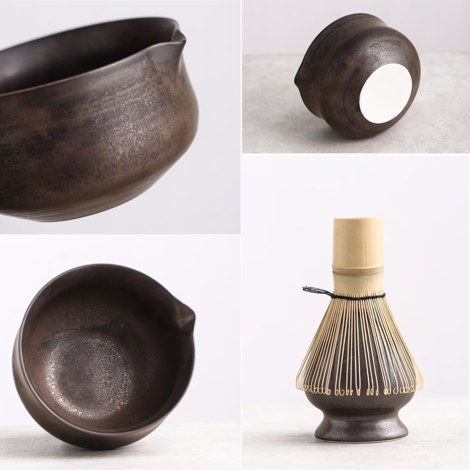 Ochcahser Matcha Set, Japanese Tea Set Includes Matcha Bowl with Spout, Matcha Whisk Holder (chasen), Bamboo Matcha Whisk and Bamboo Scoop, Ceramic Matcha Kit for Tea Lovers