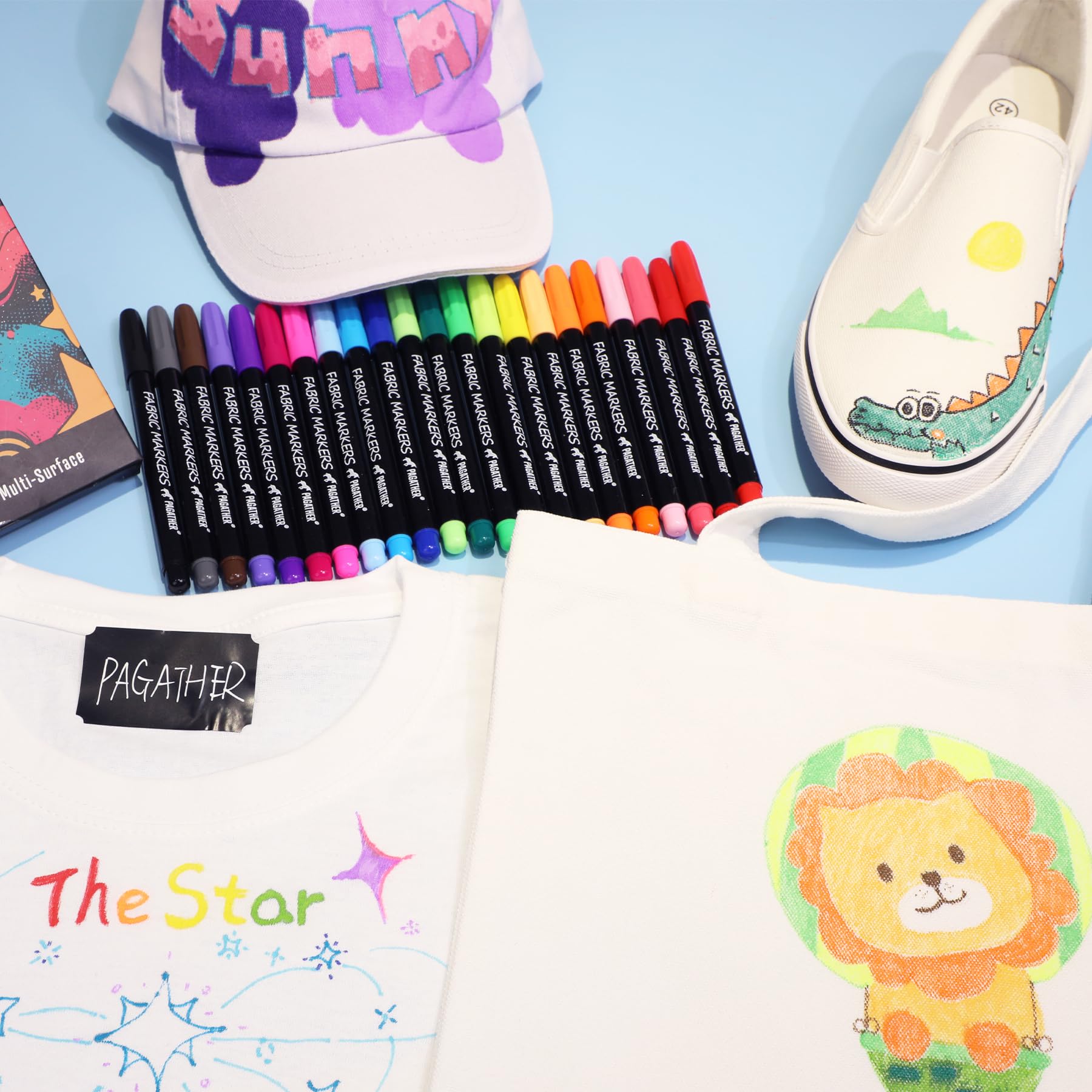 Fabric Markers Permanent for Clothes, 20 Colors Fine Tips Paint Pens for Clothing Canvas Tote Bags T-Shirt and Shoes, Non Toxic Ink for Kids and Adults