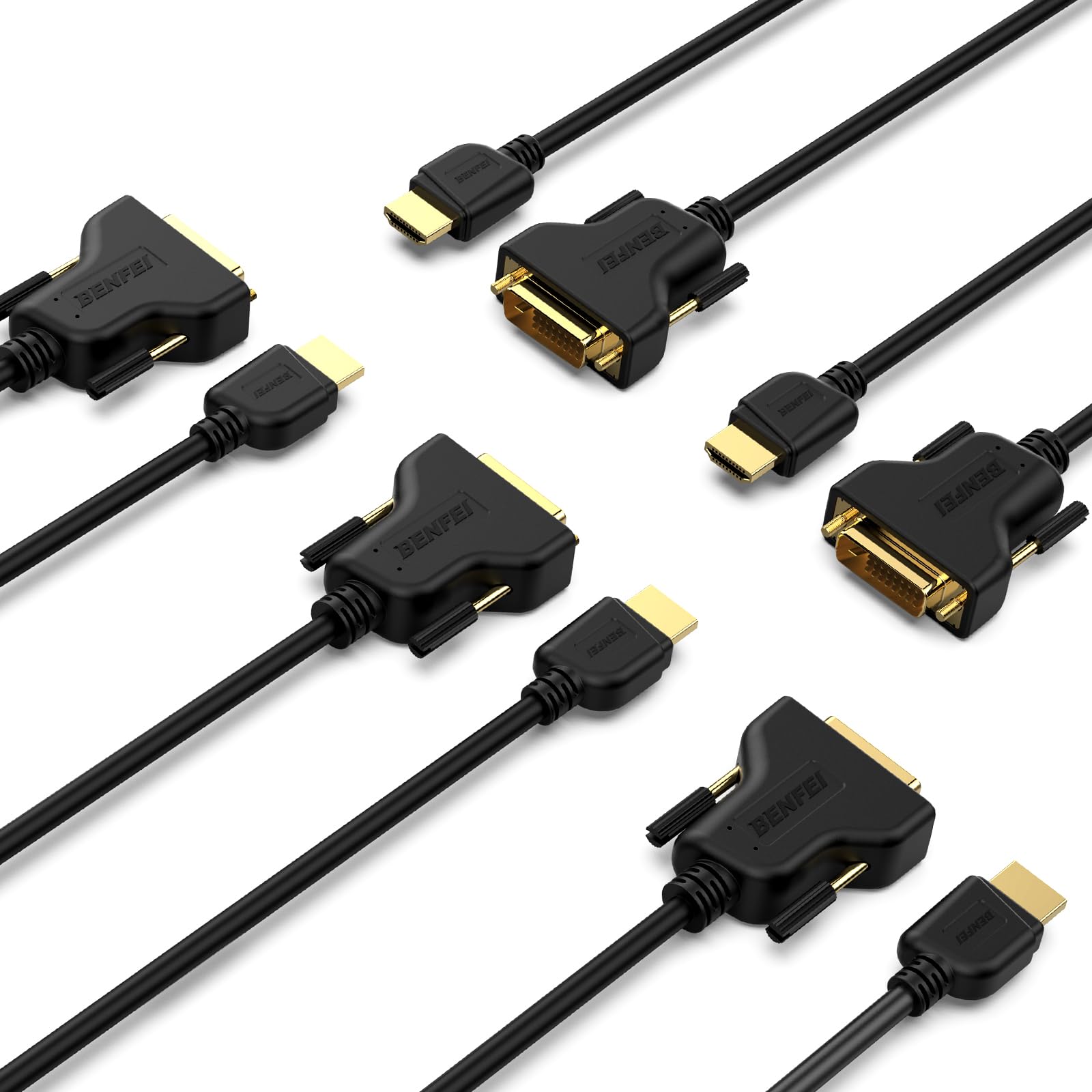 BENFEI HDMI to DVI 5 Pack, HDMI to DVI Cable Bi Directional DVI-D 24+1 Male to HDMI Male High Speed Adapter Cable Support 1080P Full HD Compatible for Raspberry Pi, Roku, Xbox One, PS4 PS3