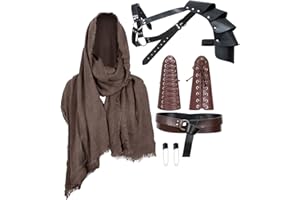 ALAMIYA Medieval Knight Leather Belt Shawl Men Renaissance Half Shoulder Cape Scarf Buckle Bracers Retro Accessories(Type14)