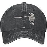 VunKo Skull Hip Hop Distressed Adjustable Washed Denim Mens Dad Trucker Hat Baseball Ball Cap for Men