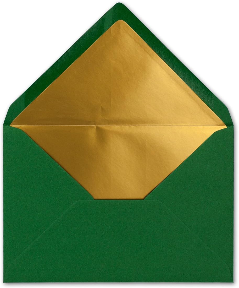 DIN C6 Coloured Envelopes with Metallic Lining DIN C6 / 25 Stück blau / Goldfutter - Image 5