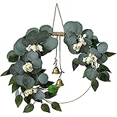 CMINAUS 15'' Eucalyptus Wreath for Front Door Artificial Greenery Outdoor Wreath with White Berry Spring Summer Wreaths for Farmhouse Front Porch Window Porch Hanging Wall Party Wedding Decor