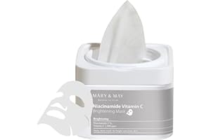 Mary&May Niacinamide Vitamin C Mask | 30 Sheets | Daily Korean Face Mask | Hydrates, Boosts Elasticity, Strengthens Skin Barrier & Reduces Dark Spots | Moisturizing & Firming Sheet Mask