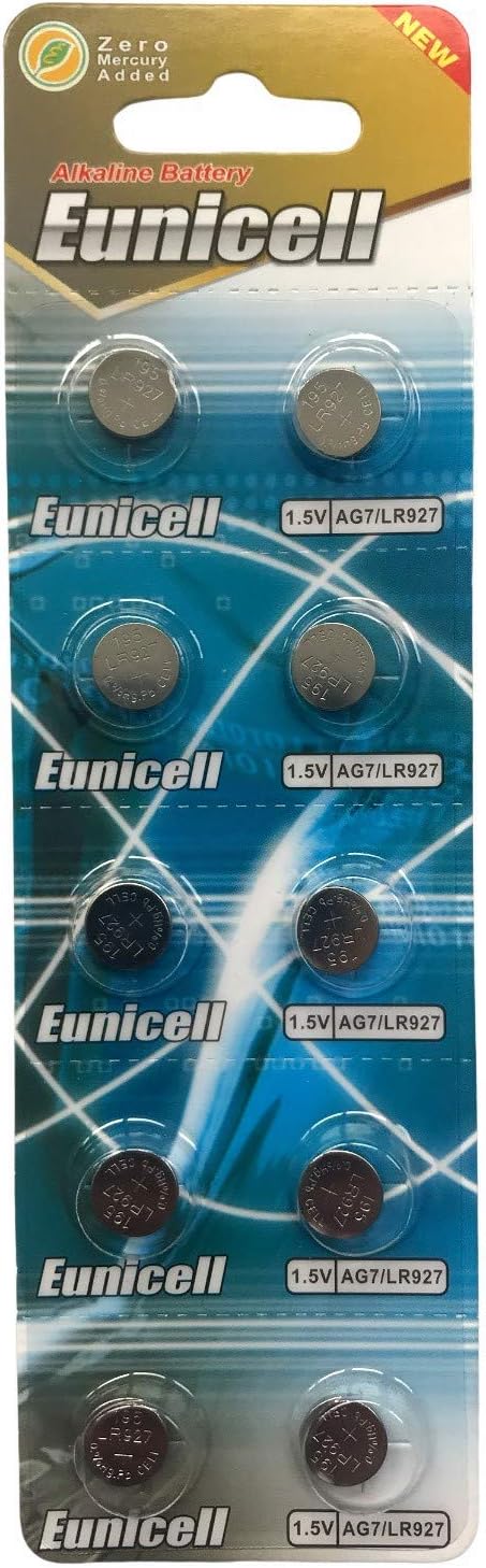 10 x Eunicell AG7 Alkaline Button Cell Batteries - G7 LR57 LR57SW LR926 LR926SW SR926W L926E LR927 LR927SW 395 399