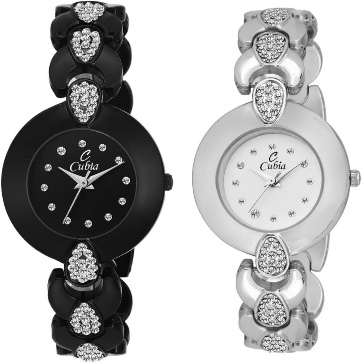 Cubia Analogue Women's Watch (Black & White Dial Black Colored Strap)