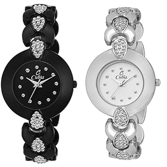 Silver & Black Metal Analogue Watch For Girls And Womens_Cb1251