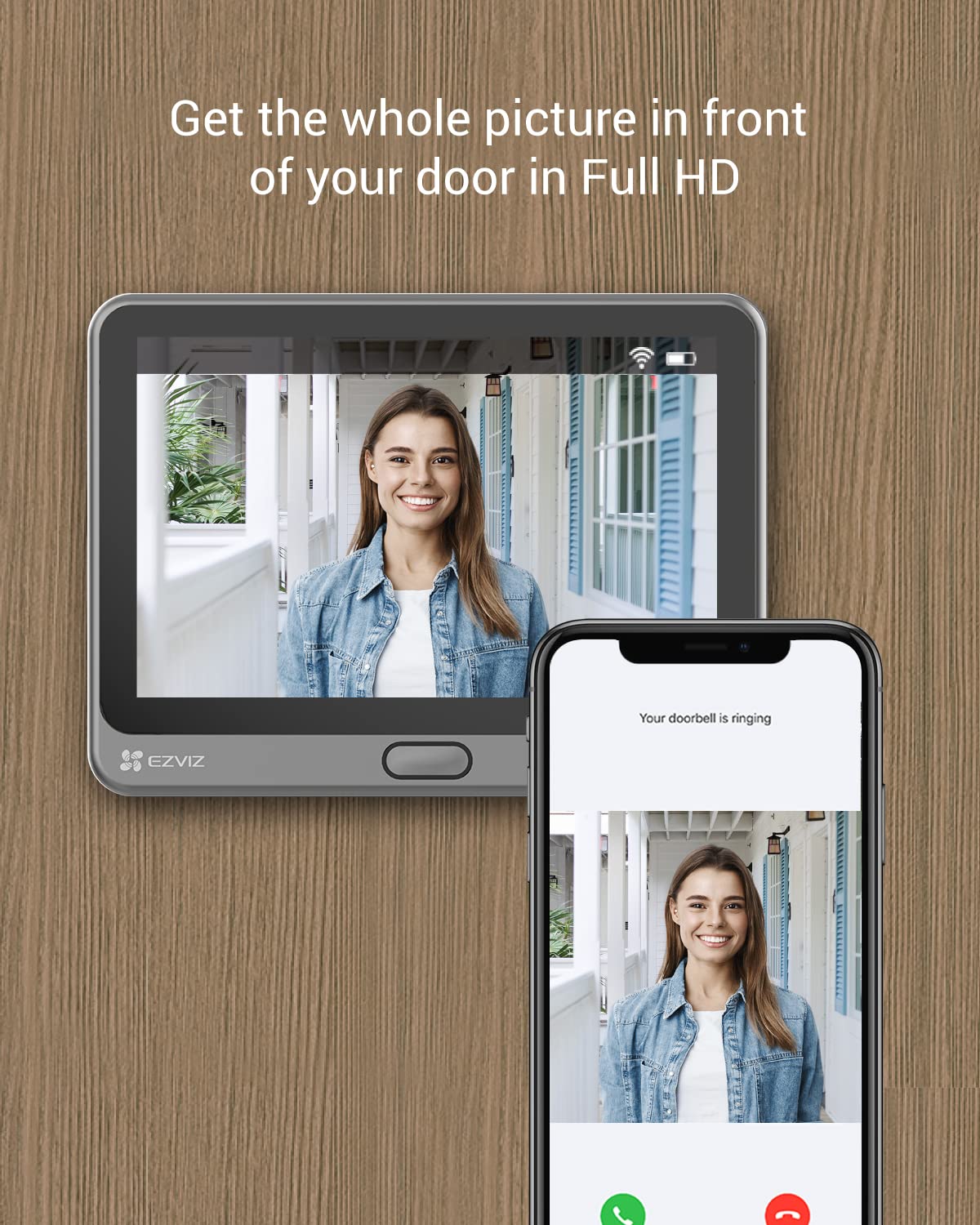 EZVIZ Wireless Door Peephole Camera - 4.3-Inch Color Touch Screen Door Viewer with 3-Month Battery Life, 1080P Front Door Bell, Human Detection, Two-Way Video Call, Night Vision, 256GB Cloud/SD, CP4