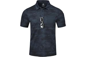 MoFiz Men Camo Golf Polo Shirt Short Sleeve Lightweight Sport Casual Basic Button T-Shirt Collared Hiking Top