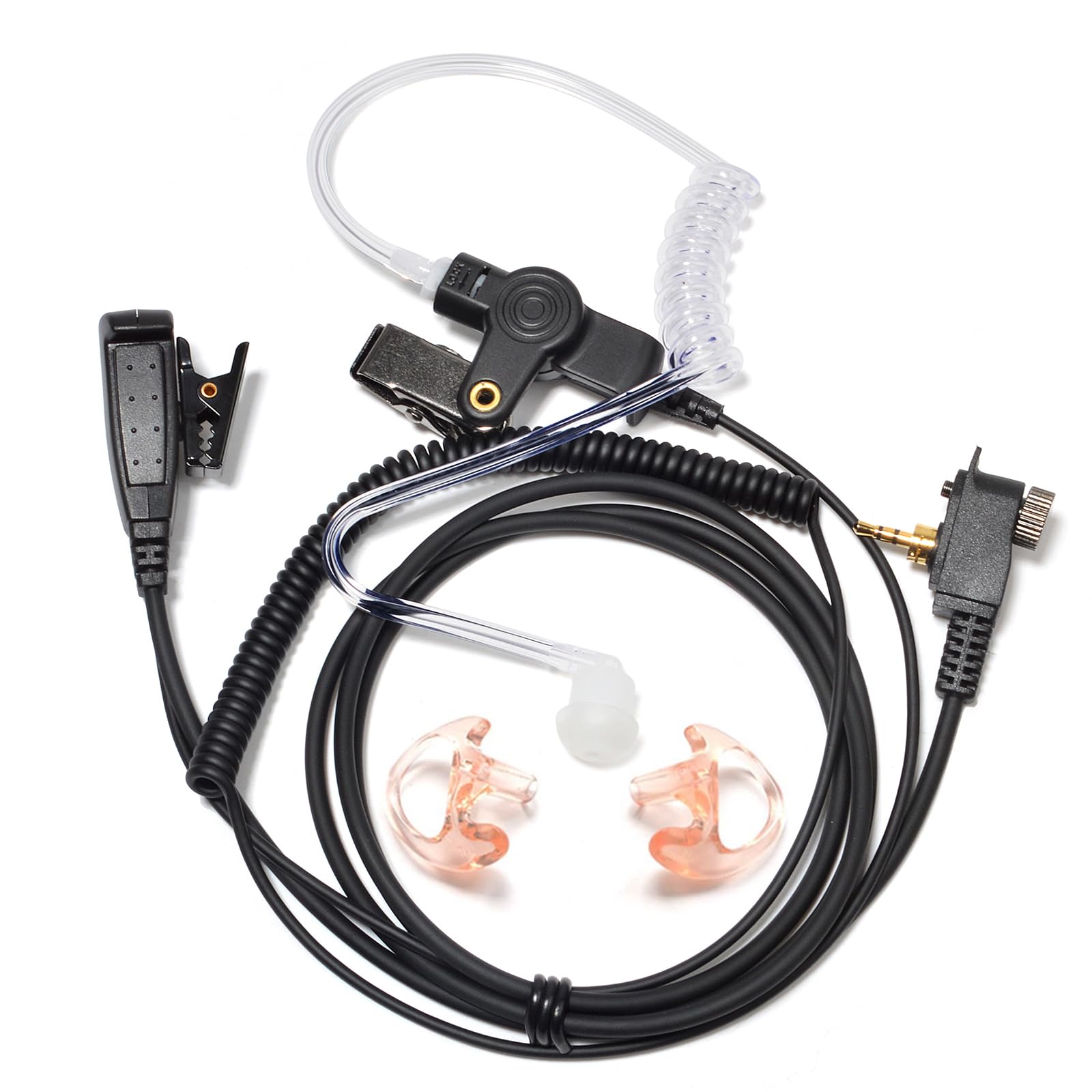 HYS 1 Pin Earpiece Compatible with Motorola MTH500 MTH600 MTH650 MTH800 MTH850 MTP850 MTS850, Acoustic Tube Radio Headset with PTT (Type 2)