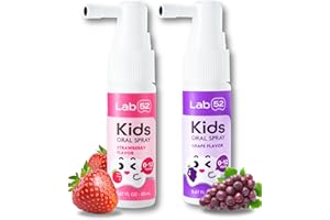 LAB 52 LAB52 Kids Oral Spray, Toddler Toothpaste Helper for Daily Oral Care and Fresh Breath, Children Approved with Fluoride Free for Newborn to Preschoolers, Xylitol (Strawberry & Grape)
