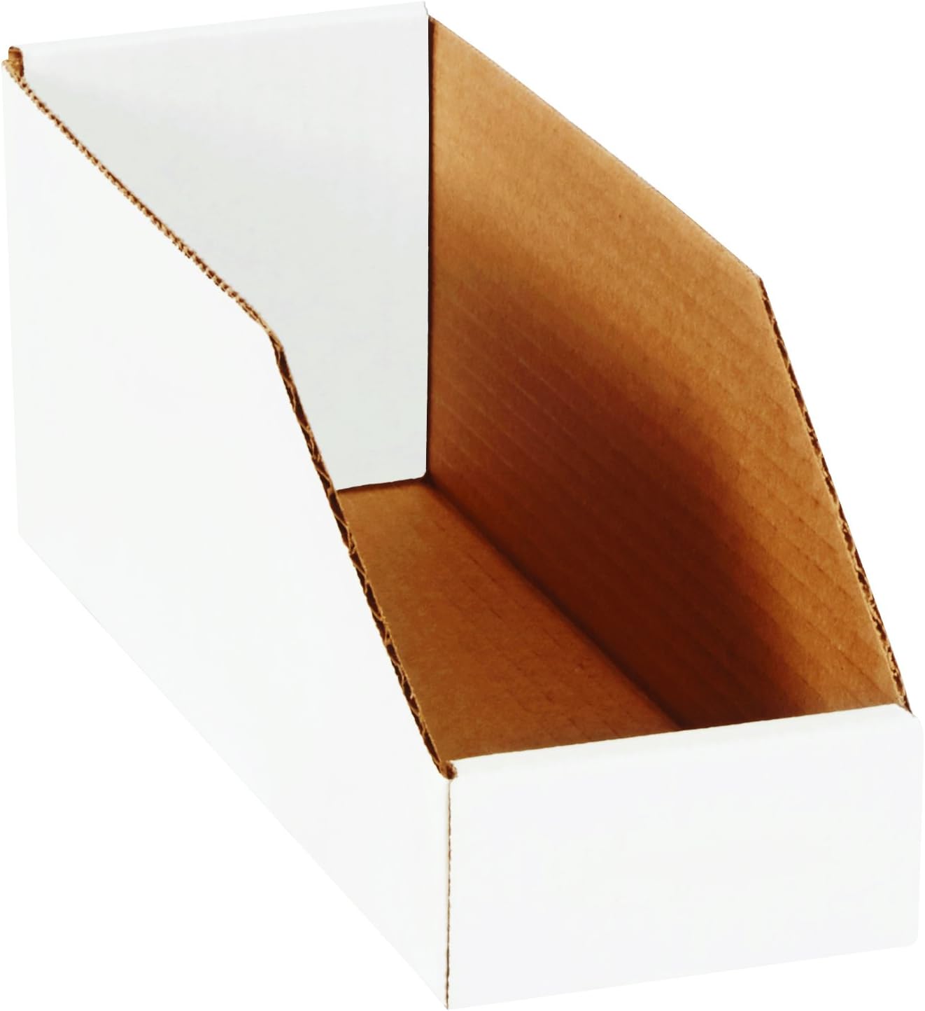Ship Now Supply SNBINMT612 Open Top Bin Boxes, 4.5" Height x 12" Length x 6" Width, White (Pack of 50)