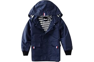 Hiheart Boys Girls Waterproof Hooded Jackets Cotton Lined Rain Jackets