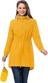 33,000ft Women's Rain Jacket Lightweight Hooded Waterproof Packable Yellow XL/16 view 9