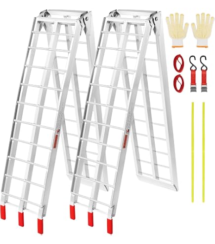 Pair Set 7.5' Ft Aluminum Arched Folding Loading Ramps Pickup Truck For Motorcycle Dirt Bike Quad ATV Lawnmower