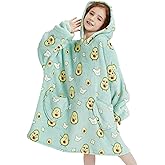 Mewkou Wearable Blanket Hoodie for Kids Oversized Sherpa Blanket Hoodie for Kids Boys Girls Teens 6-13YR,Green Avocado