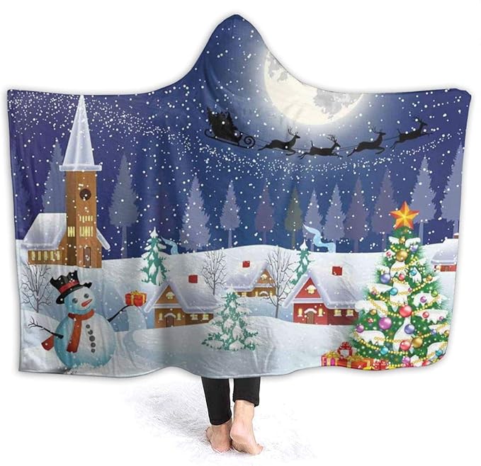 JIANYU Blanket Christmas Snowman Xmas Tree Wearable Throws Blanket Warm Fleece Blanket Soft