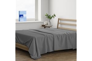 THREAD SPREAD 100% Cotton King Size Flat Sheet Only - 400 Thread Count King Flat Sheet (1 PC, Dark Grey), Silky Soft, Breathable, Cooling, Sateen Weave, Hotel Quality Top Sheets for Hot Sleepers