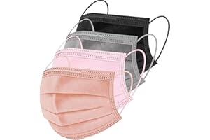 Multicolor Disposable Face Masks, Breathable Non-woven Multicolor Mask Facial Mouth Cover 3 Layer with Nose Clip Elastic Earl