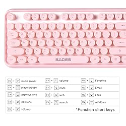 SADES V2020 Pink Wireless Keyboard with Round