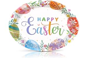 ERWEICET 50 Pcs Easter Paper Plates 10" X 12"Paper Dessert Plates for Easter Party Supplies