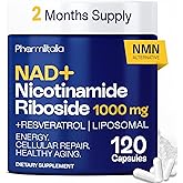 Liposomal NAD+ Supplement with Resveratrol - Nicotinamide Riboside 1000 Mg - NAD Supplements for Women & Men - NMN Supplement Alternative - Advanced NAD Resveratrol for Cellular Energy - 120 Capsules