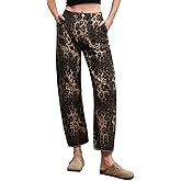 Kedera High Waisted Leopard Print Barrel Jeans for Women Dressy 2025 Wide Leg Denim Pants Baggy Boyfriend Jeans Trousers