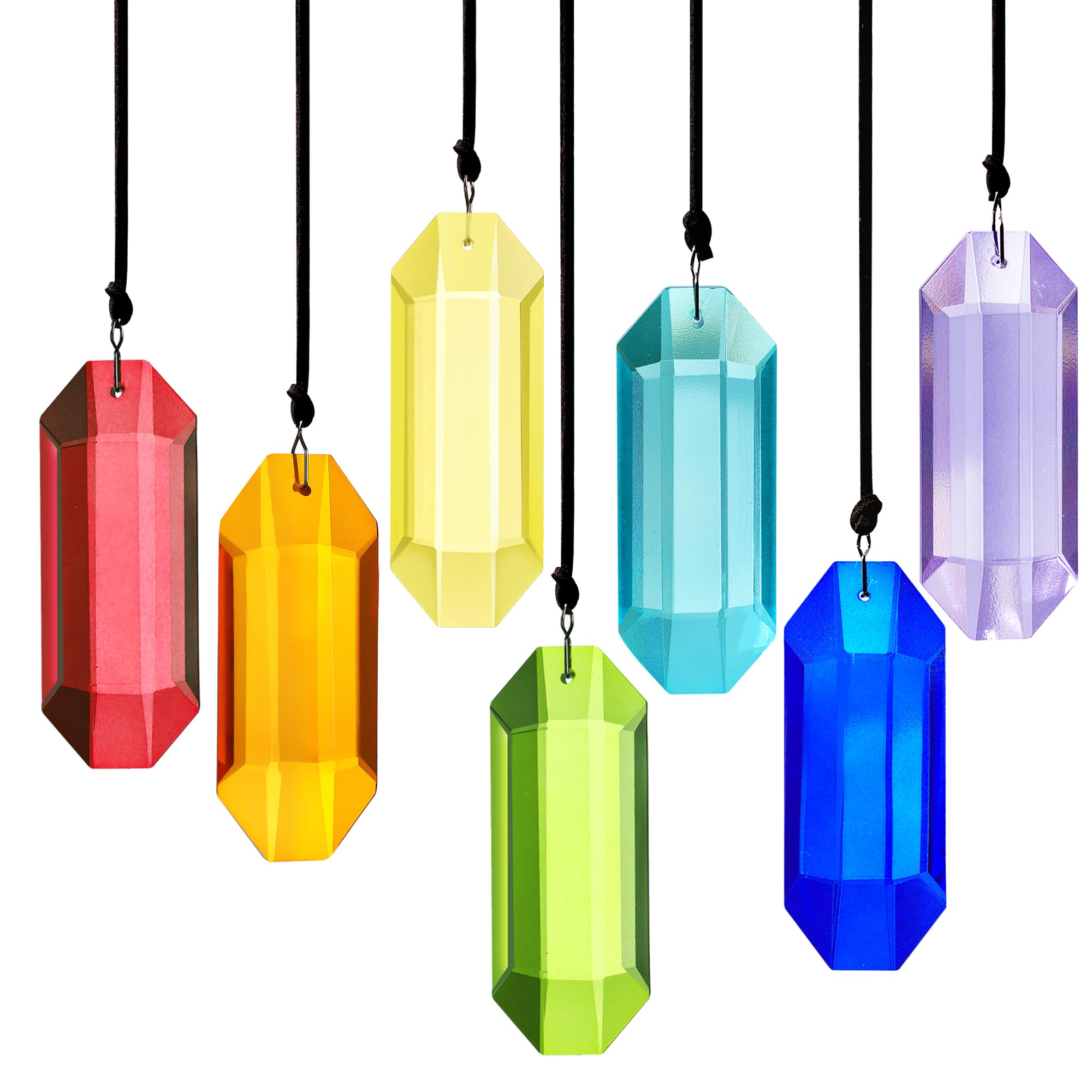 Photo 1 of HDCRYSTALGIFTS 7pcs Crystal Suncatcher Prisms 3'' Indoor Window Hanging Ornament Rainbow Glass Prism Sun Catcher Decor for Home Garden Healing Crystals