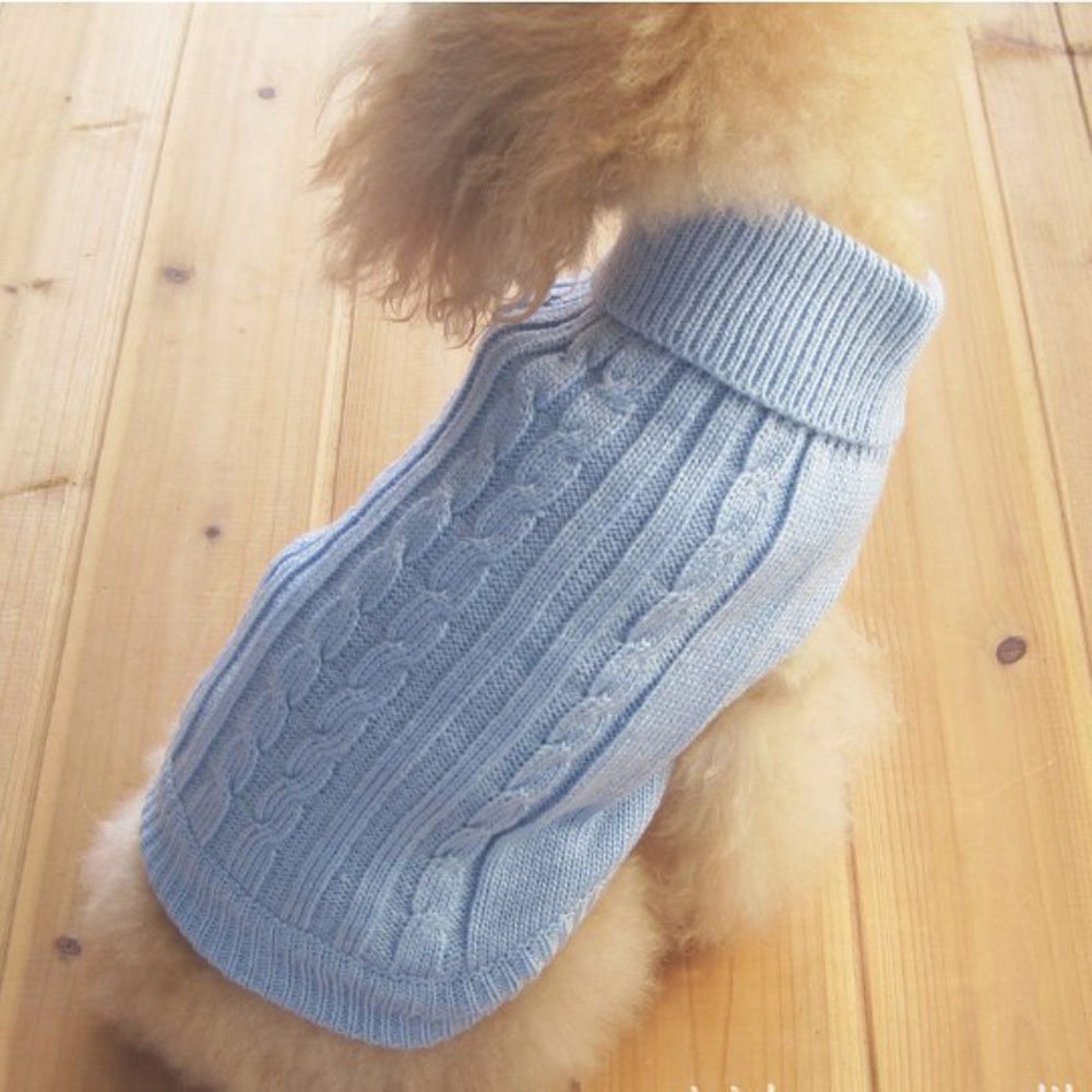 Tangpan Turtleneck Classic Straw-Rope Pet Dog Sweater Apparel (Blue,XL)